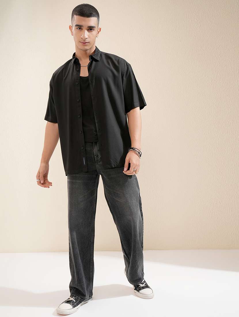 men solid short sleeve loose fit casual shirt - 22503984 -  Standard Image - 5
