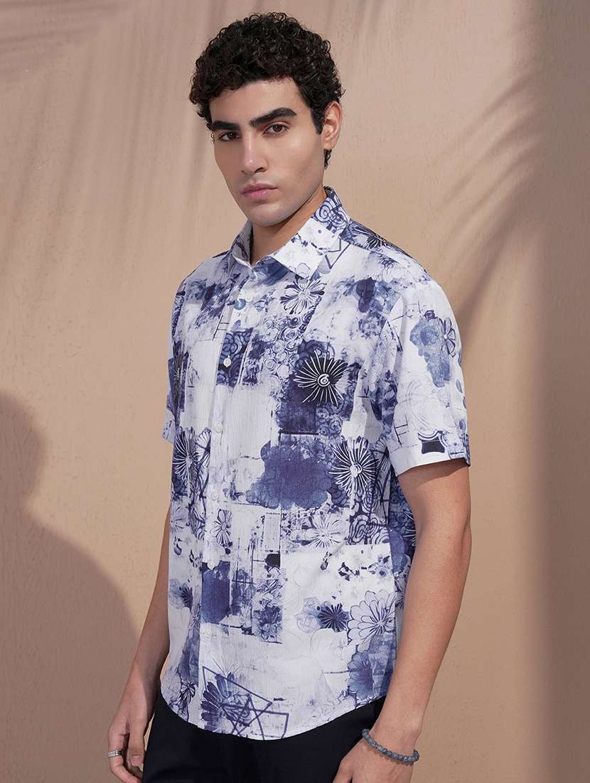 men printed short sleeve regular fit casual shirt - 22504022 -  Standard Image - 3