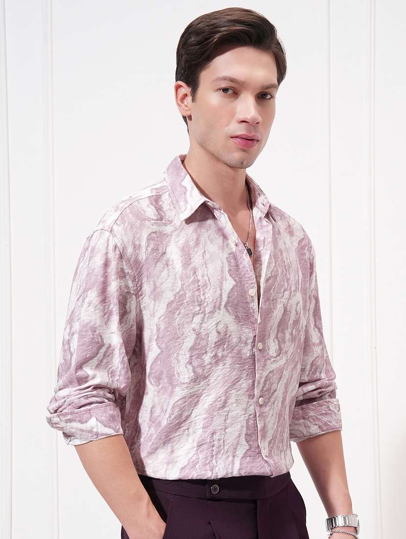 men printed long sleeve regular fit casual shirt - 22504041 -  Standard Image - 3