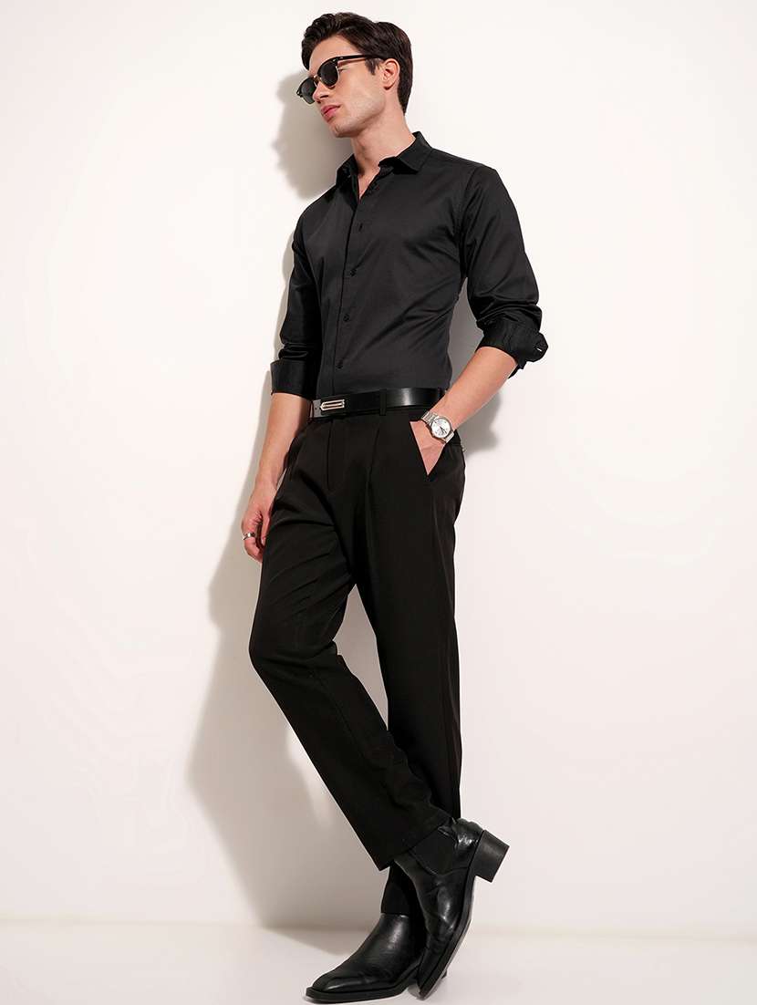 men solid long sleeve slim fit casual shirt - 22504057 -  Standard Image - 5