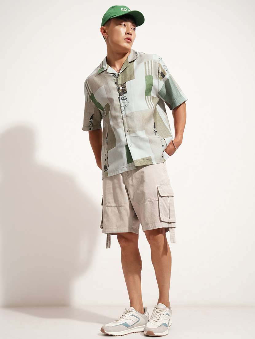 men printed short sleeve regular fit casual shirt - 22504058 -  Standard Image - 5