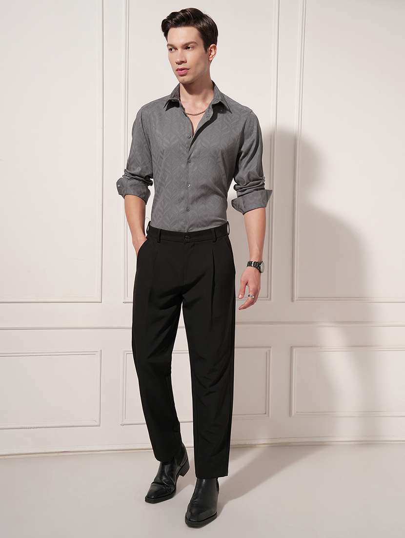 Men Self Design Long Sleeve Slim Fit Casual Shirt - 22504060 -  Standard Image - 5