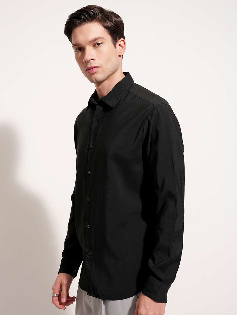 men solid long sleeve slim fit casual shirt - 22504067 -  Standard Image - 3