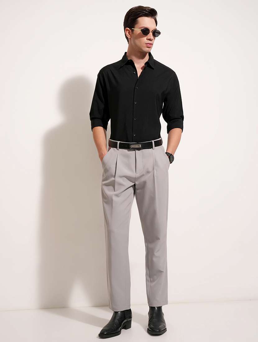 men solid long sleeve slim fit casual shirt - 22504067 -  Standard Image - 5