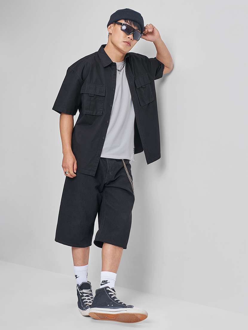 men textured short sleeve loose fit casual shirt - 22504082 -  Standard Image - 5