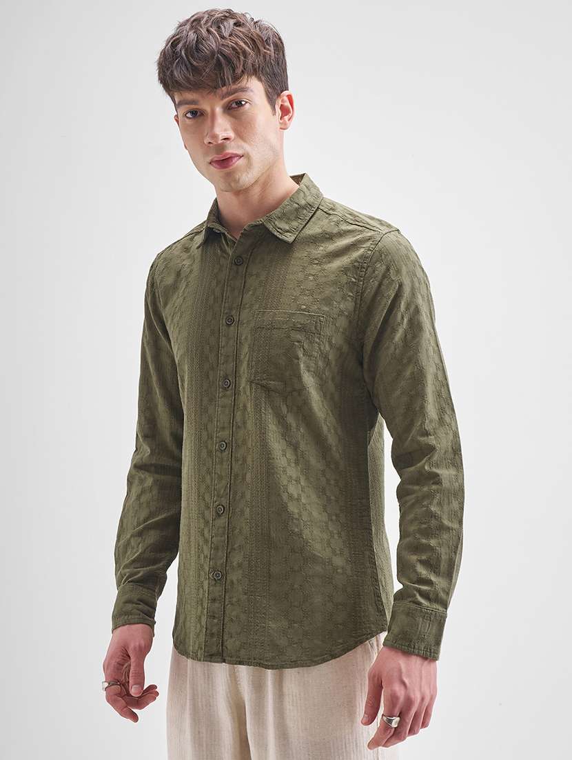 men self design long sleeve regular fit casual shirt - 22504094 -  Standard Image - 3