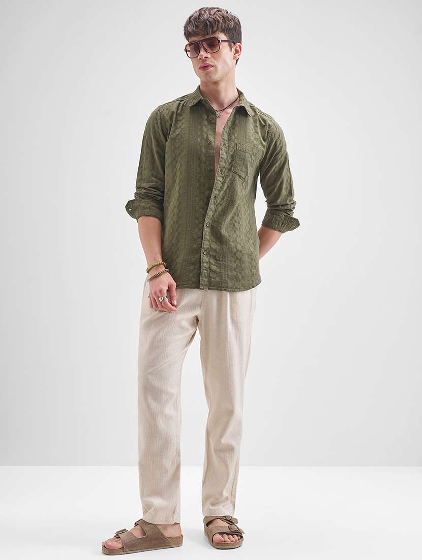 men self design long sleeve regular fit casual shirt - 22504094 -  Standard Image - 5