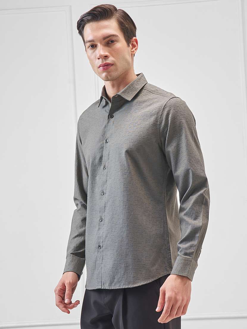 men self design long sleeve regular fit casual shirt - 22504100 -  Standard Image - 3
