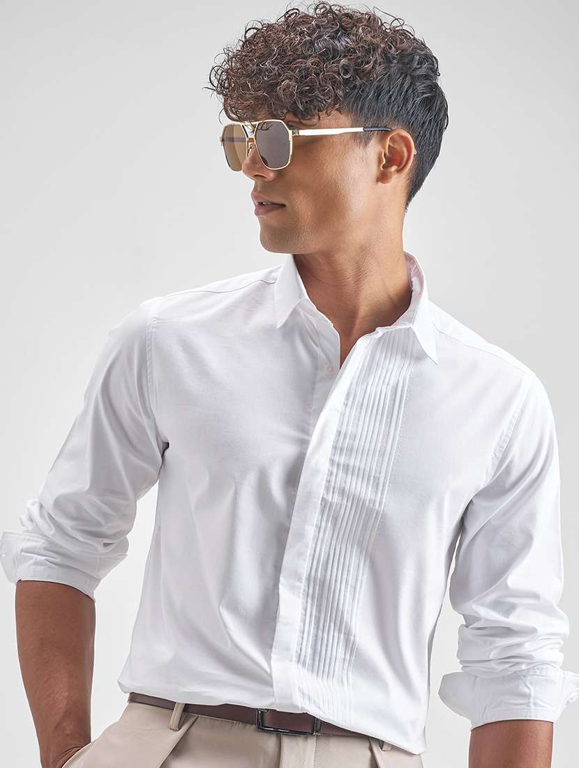 men solid long sleeve regular fit casual shirt