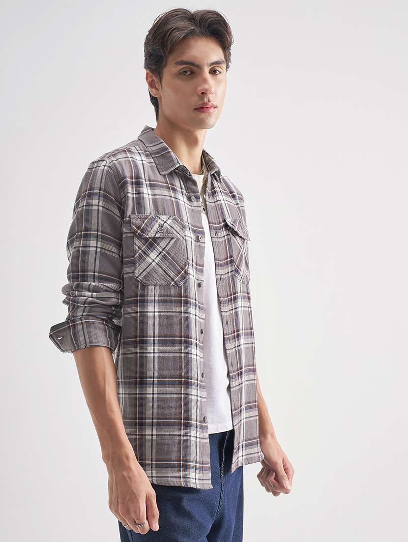 Men Checkered Long Sleeve Regular Fit Casual Shirt - 22504128 -  Standard Image - 3