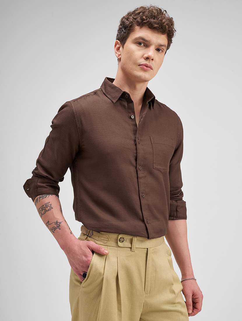 men self design long sleeve regular fit casual shirt - 22504138 -  Standard Image - 3