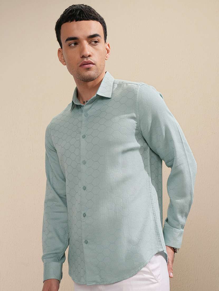 men self design long sleeve regular fit casual shirt - 22504166 -  Standard Image - 3