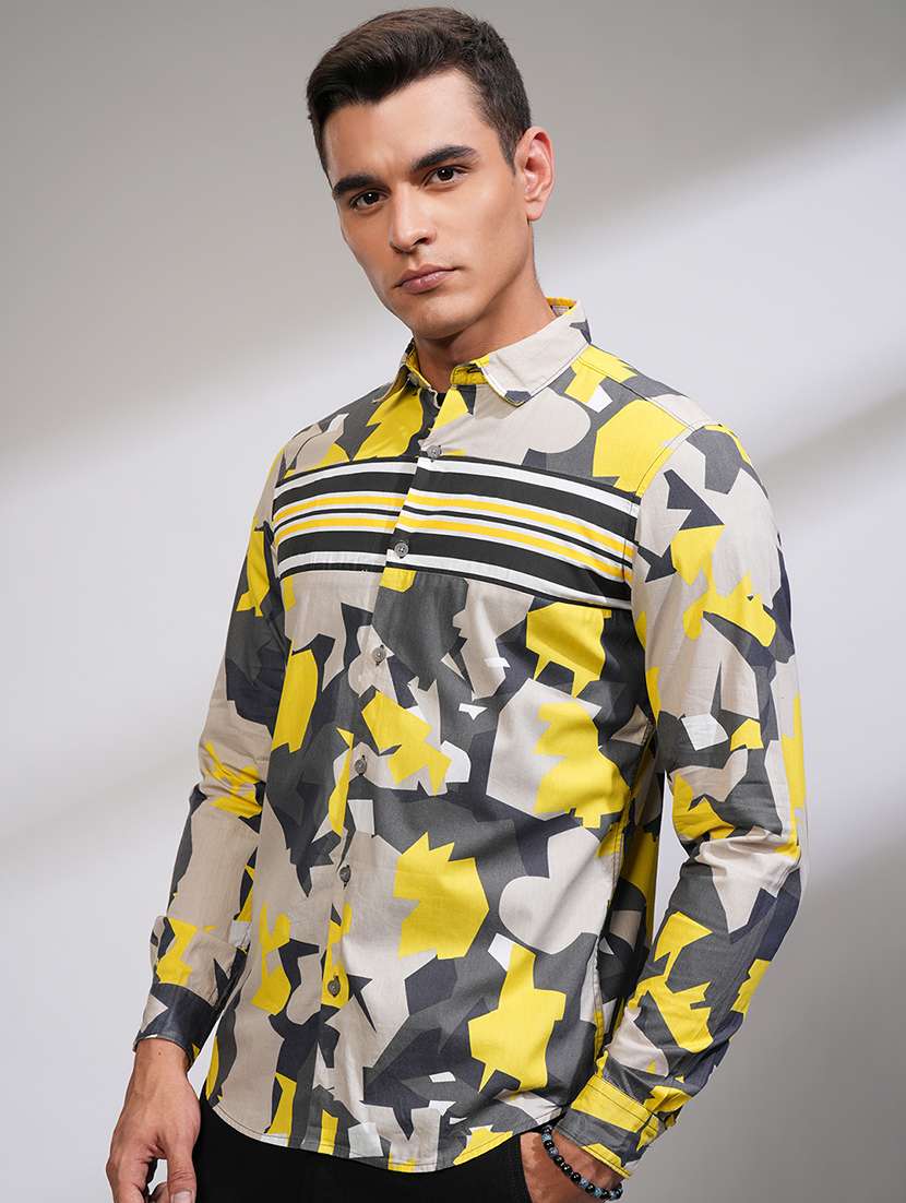 men printed long sleeve regular fit casual shirt - 22504231 -  Standard Image - 3