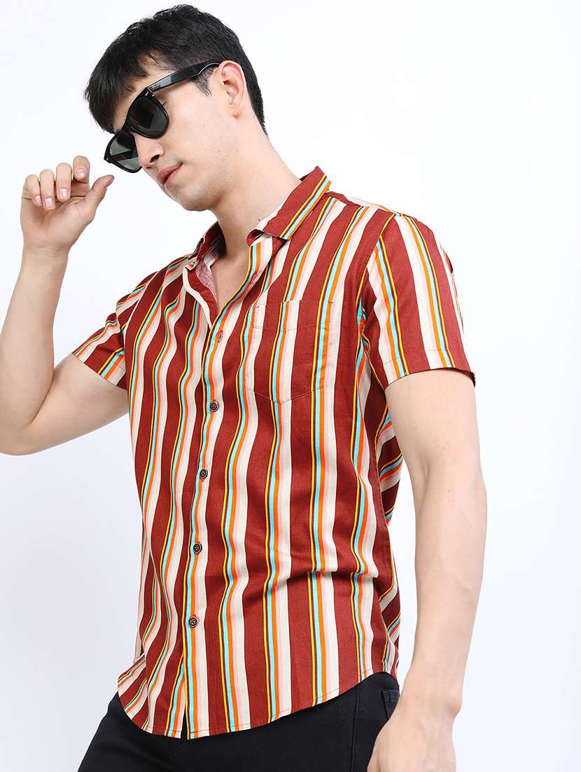 men striped long sleeve slim fit casual shirt - 22504234 -  Standard Image - 3
