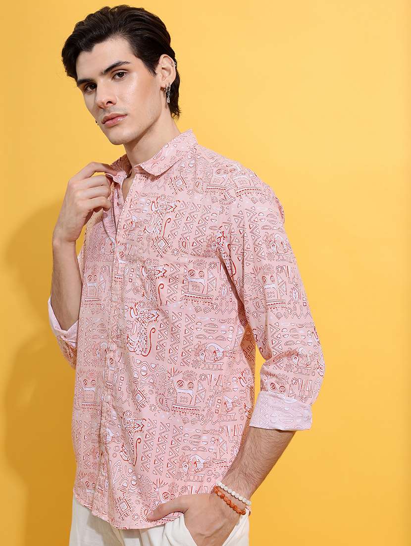 men printed long sleeve regular fit casual shirt - 22504250 -  Standard Image - 3