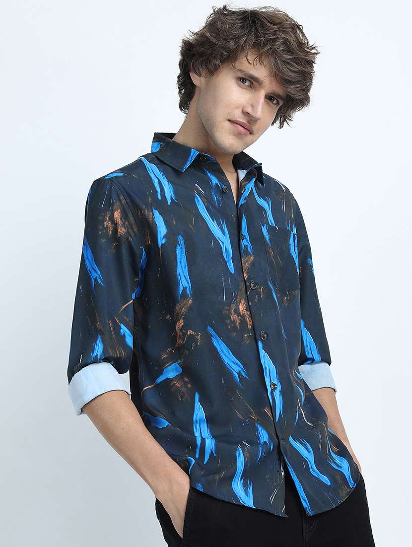 men printed long sleeve regular fit casual shirt - 22504295 -  Standard Image - 3