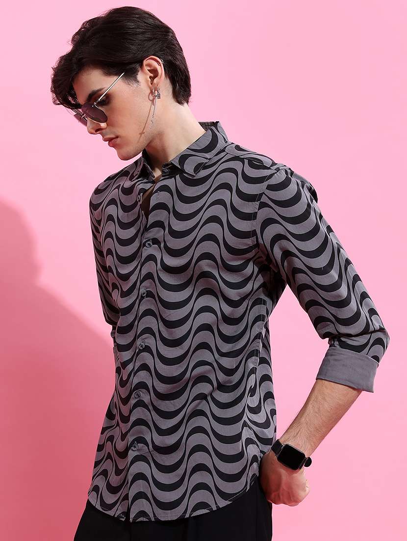 men printed long sleeve regular fit casual shirt - 22504324 -  Standard Image - 3