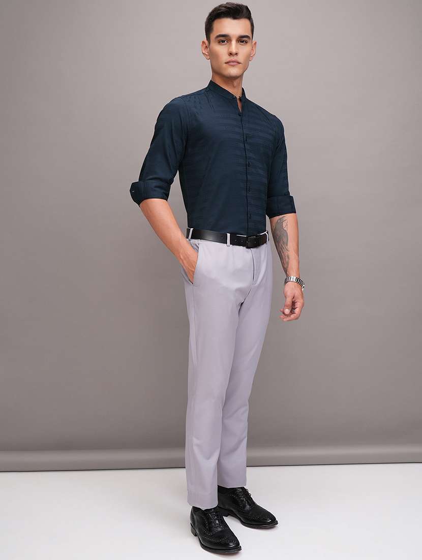 men self design long sleeve slim fit casual shirt - 22504352 -  Standard Image - 5