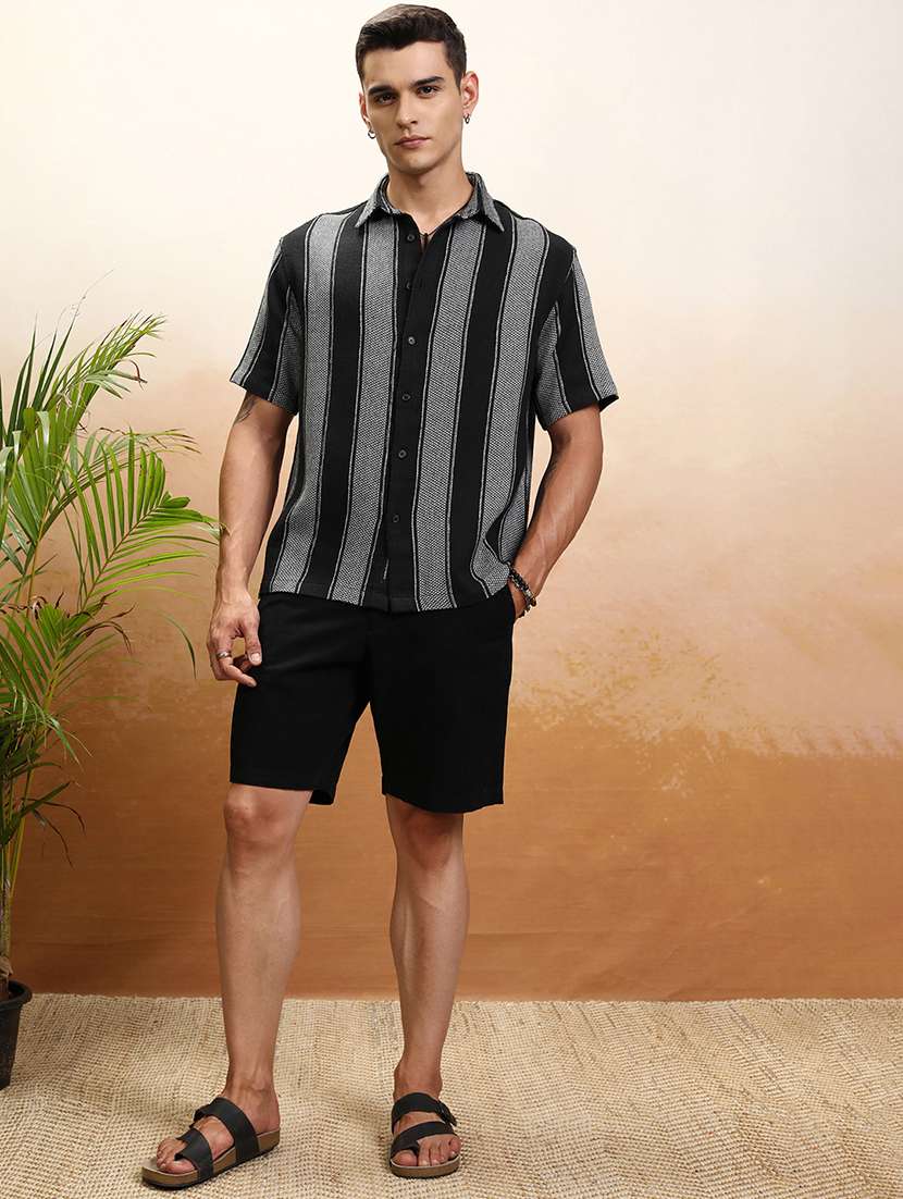 men striped long sleeve loose fit casual shirt - 22504371 -  Standard Image - 5