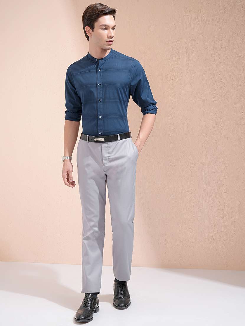 men self design long sleeve slim fit casual shirt - 22504382 -  Standard Image - 5