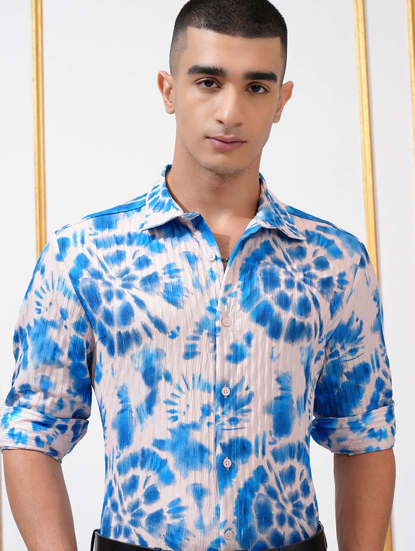 men printed long sleeve regular fit casual shirt