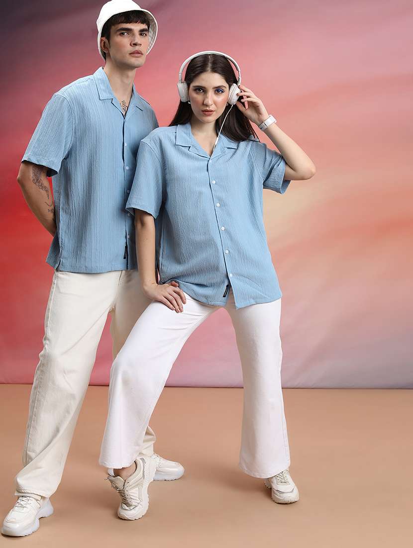 men textured short sleeve oversized casual shirt - 22504417 -  Standard Image - 5