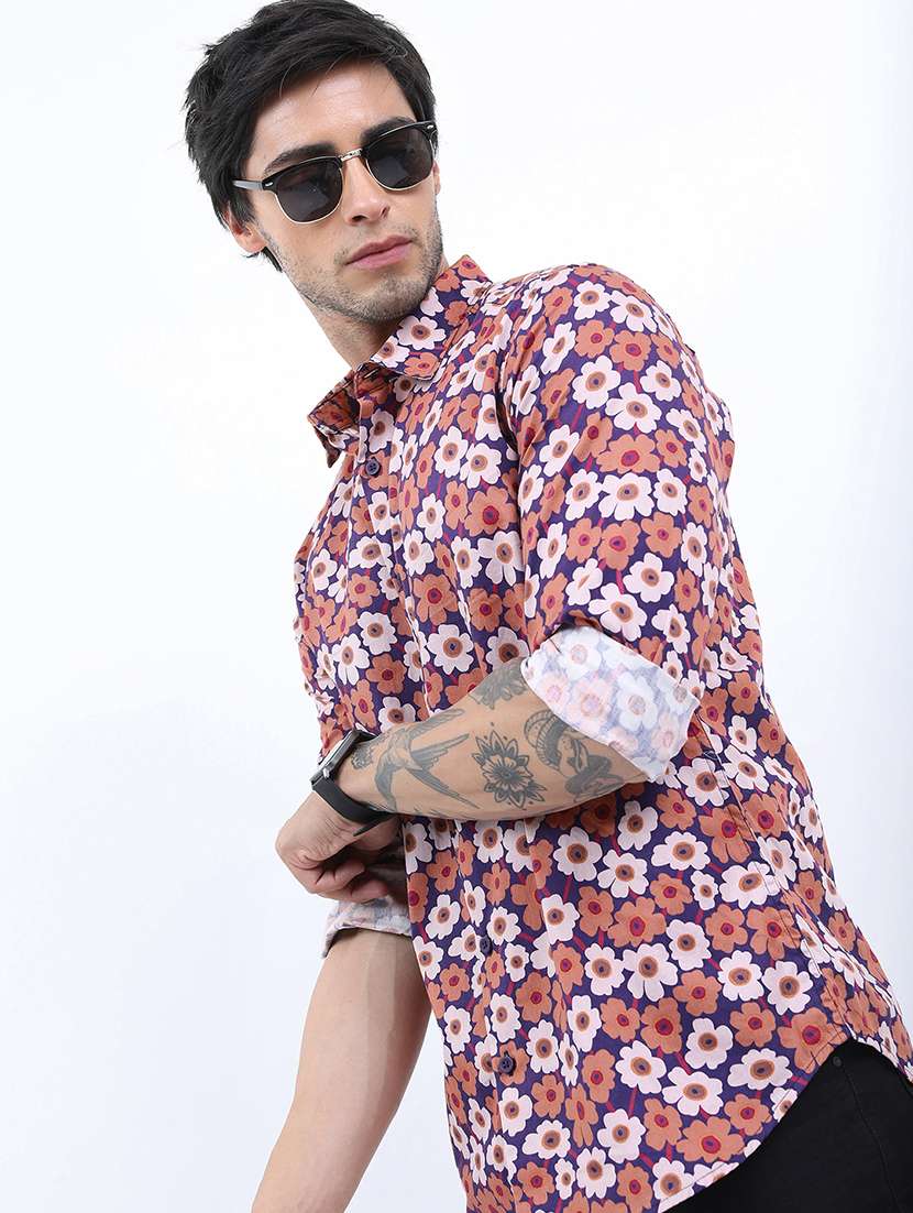 men printed long sleeve regular fit casual shirt - 22504424 -  Standard Image - 3