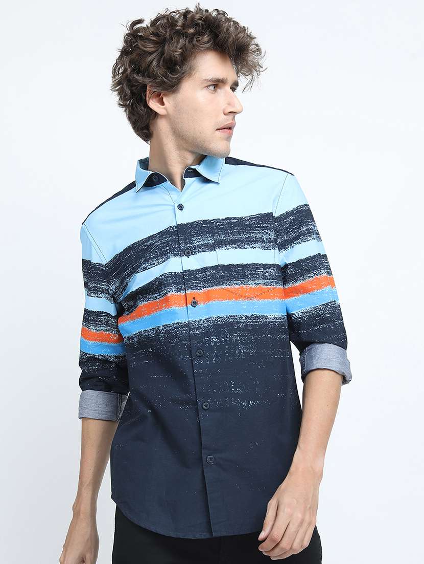 men printed long sleeve regular fit casual shirt