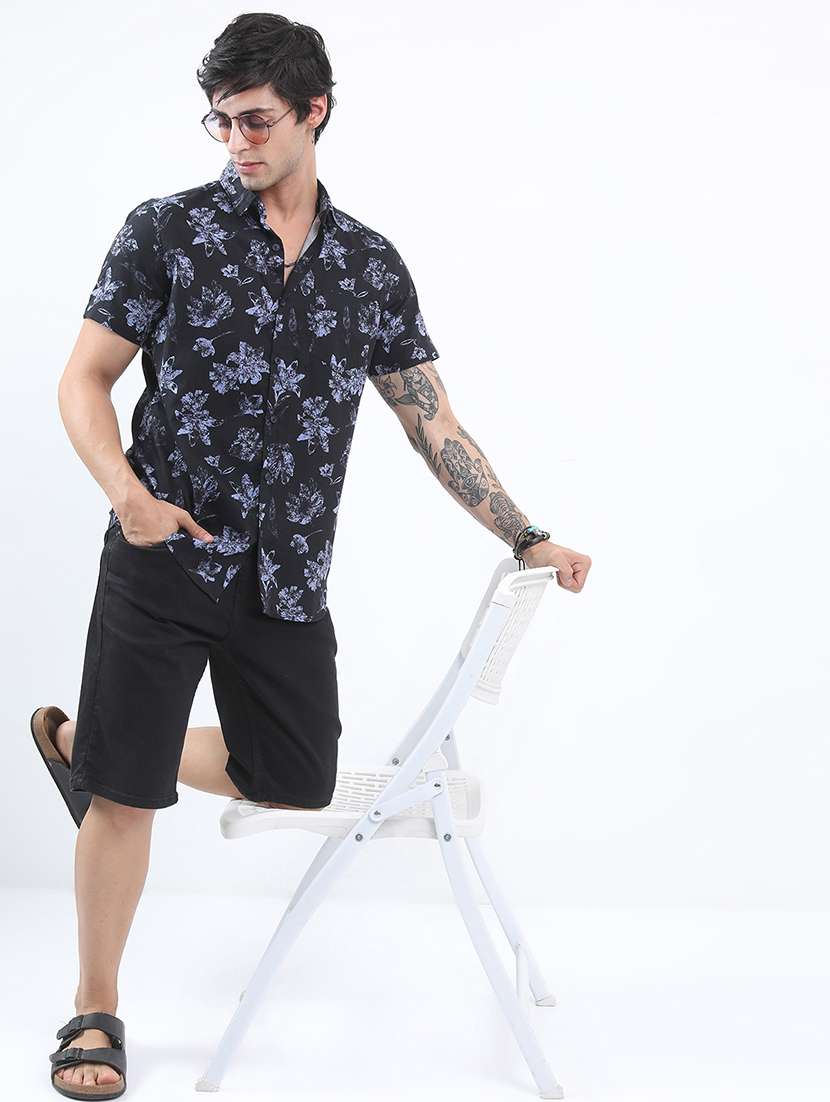 men printed short sleeve slim fit casual shirt - 22504470 -  Standard Image - 5