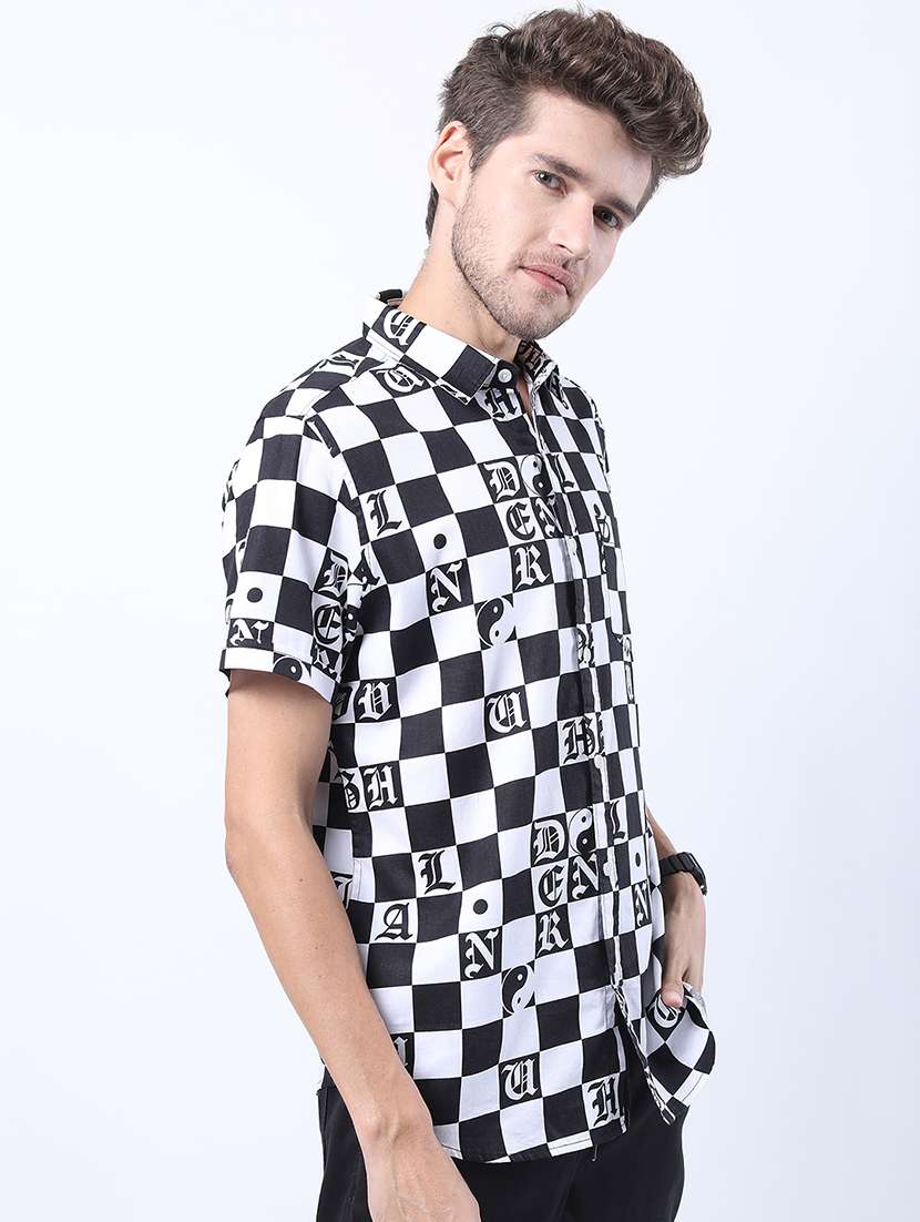 men printed short sleeve slim fit casual shirt - 22504476 -  Standard Image - 3