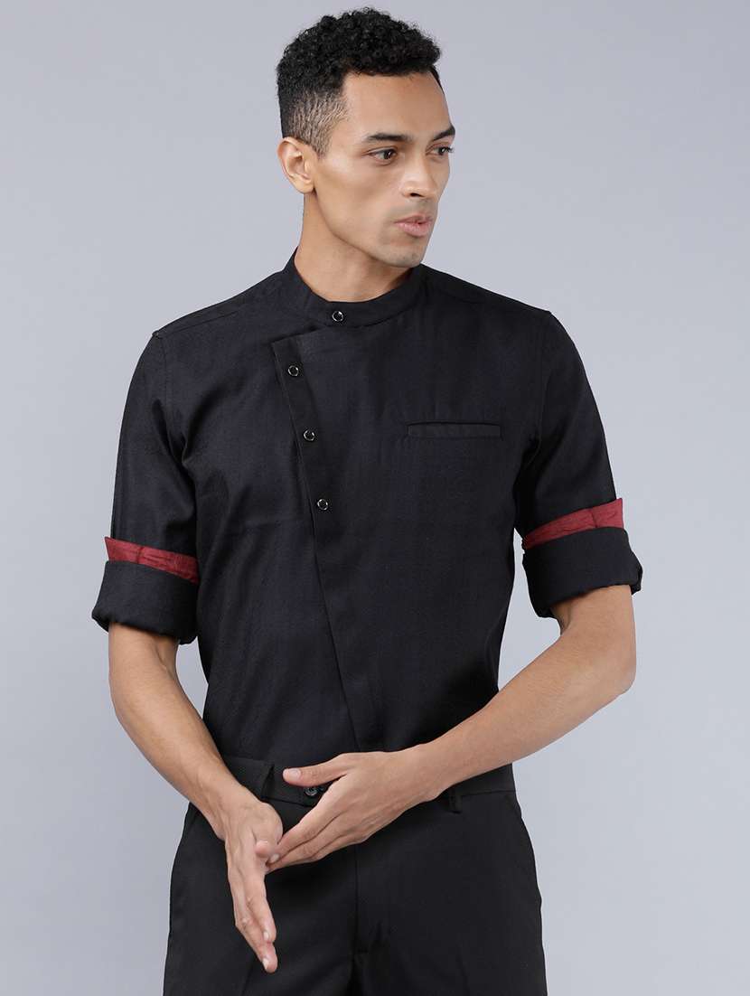 men solid long sleeve slim fit casual shirt