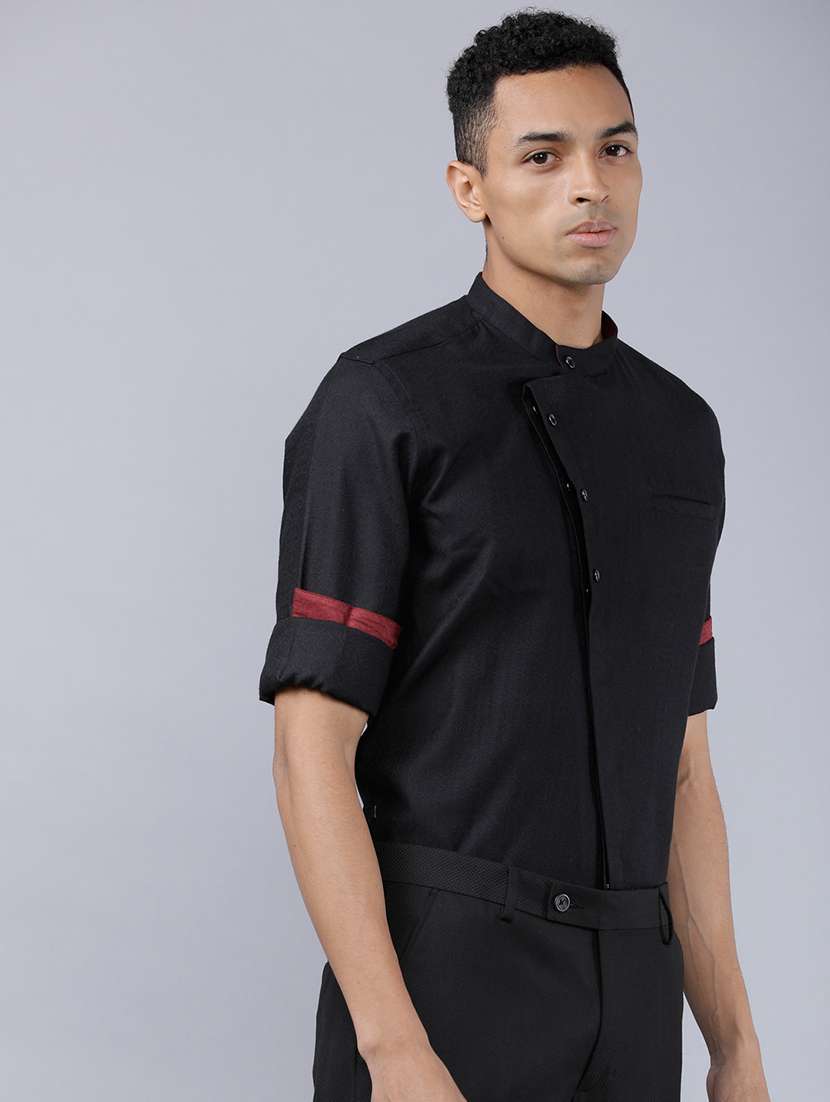men solid long sleeve slim fit casual shirt - 22504485 -  Standard Image - 3