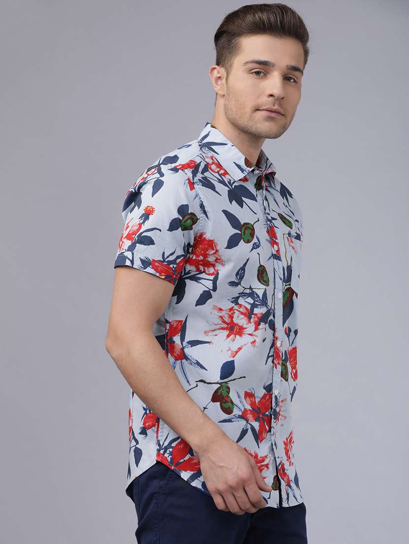 men printed short sleeve slim fit casual shirt - 22504501 -  Standard Image - 3
