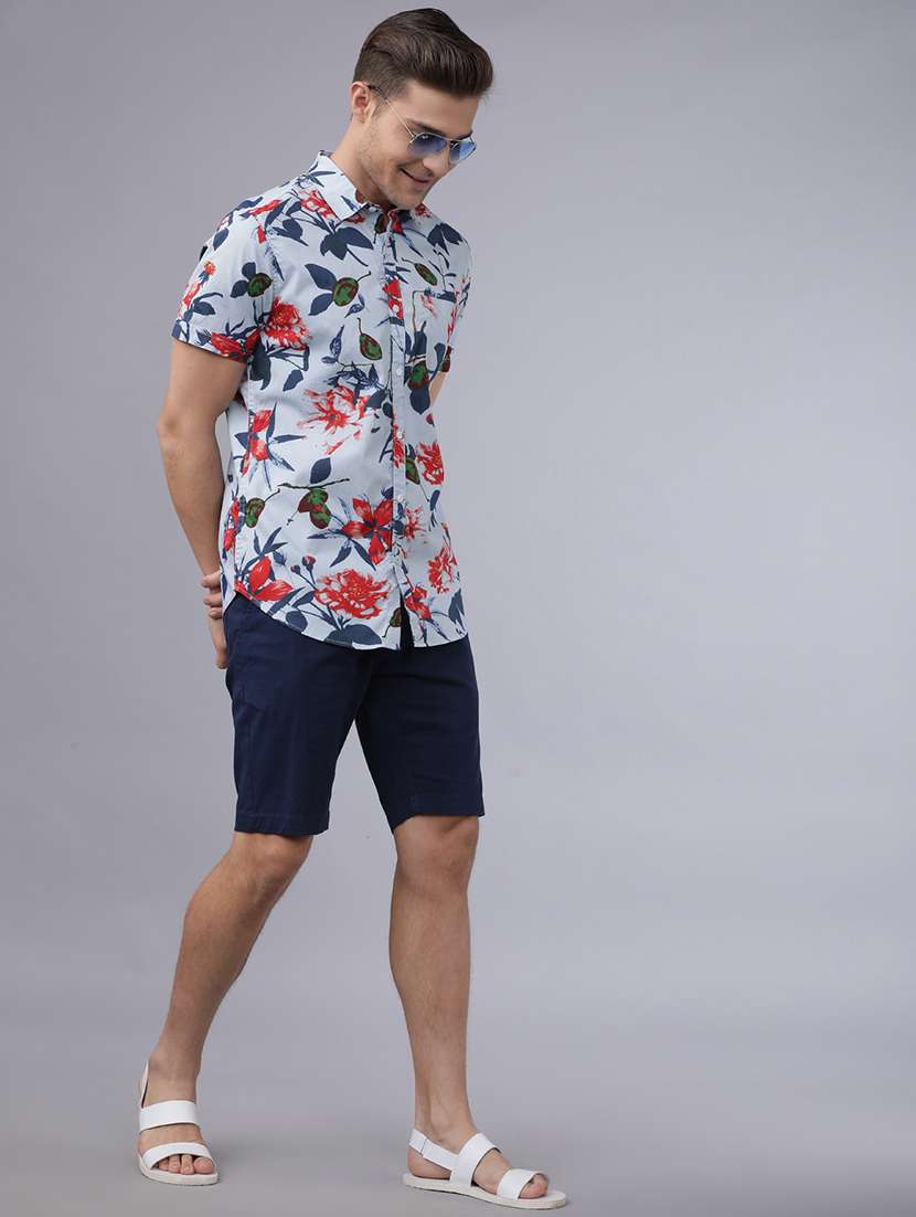 men printed short sleeve slim fit casual shirt - 22504501 -  Standard Image - 5