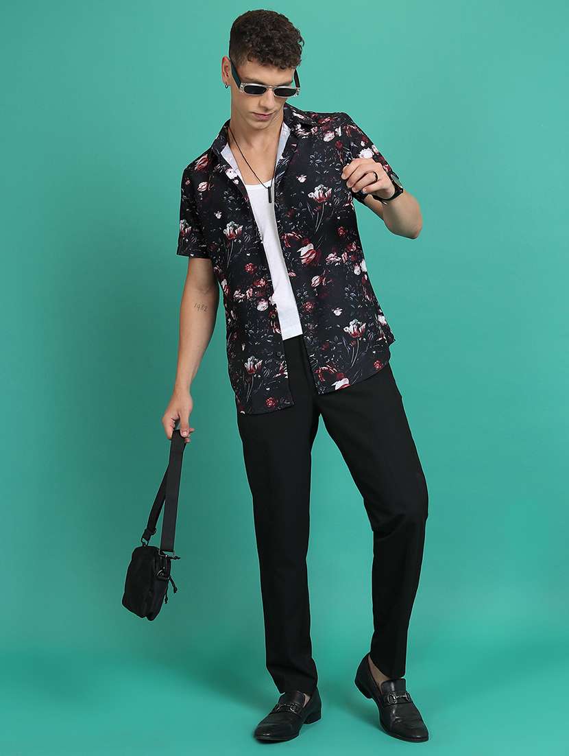 men printed short sleeve slim fit casual shirt - 22504527 -  Standard Image - 5