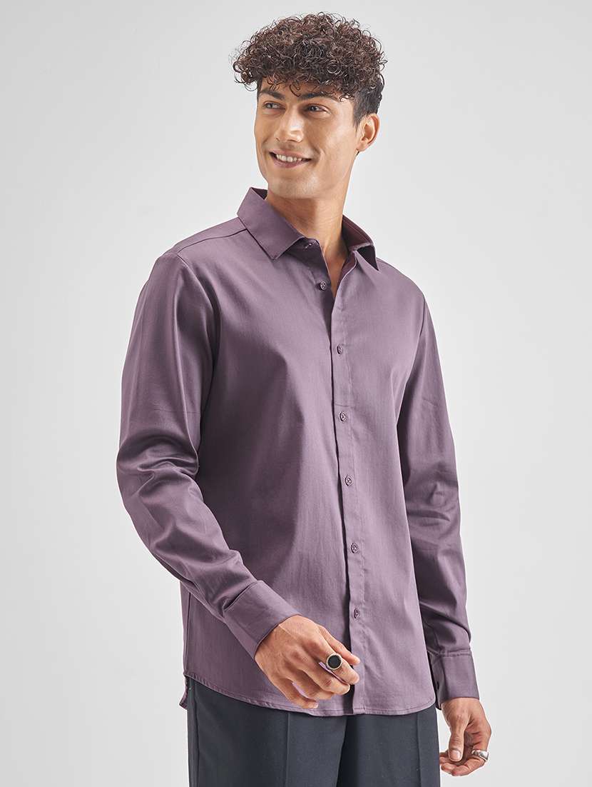 men solid long sleeve slim fit casual shirt - 22504548 -  Standard Image - 3