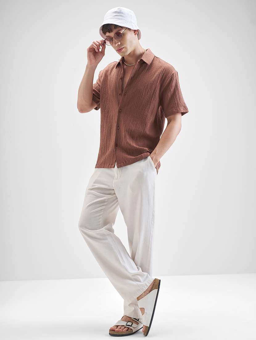Men Textured Short Sleeve Regular Fit Casual Shirt - 22504558 -  Standard Image - 5