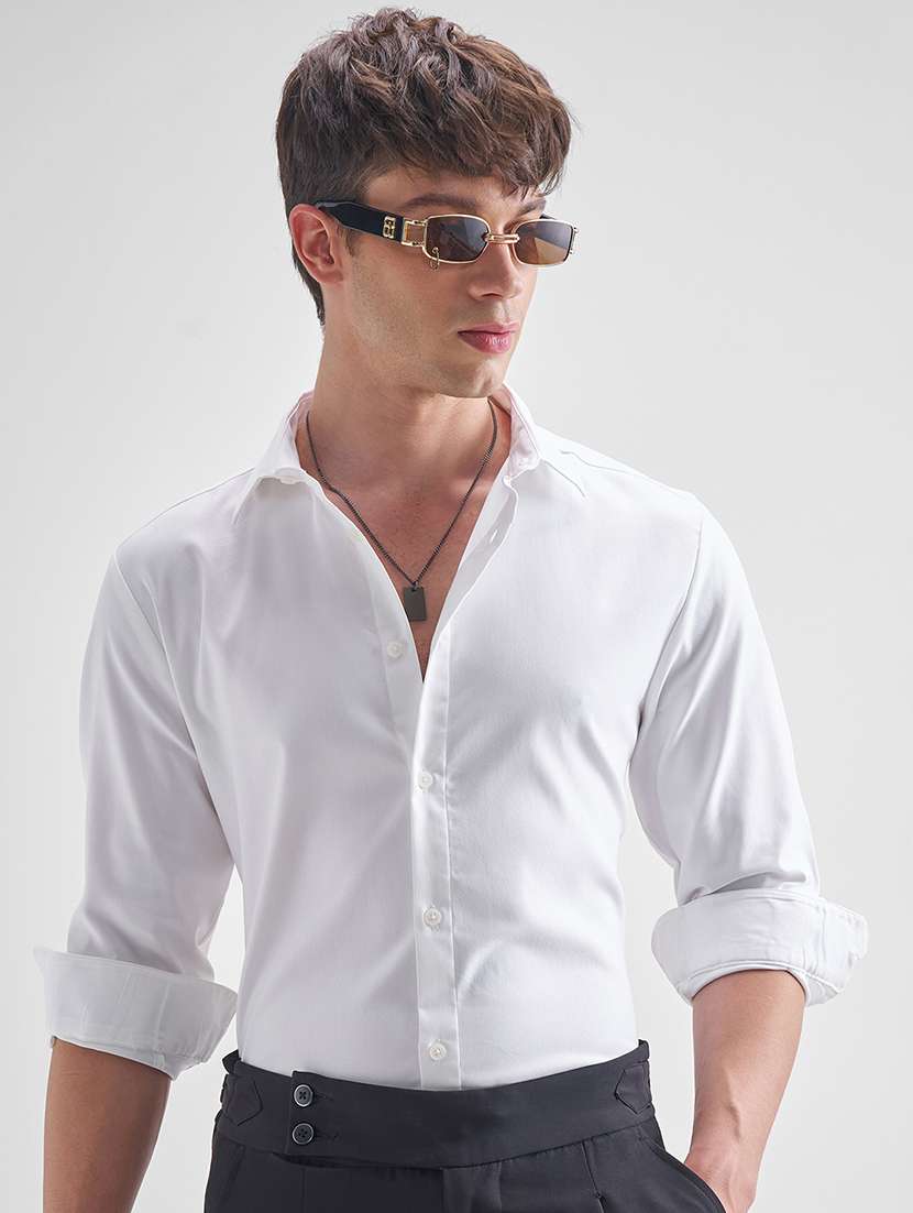 men solid long sleeve regular fit casual shirt