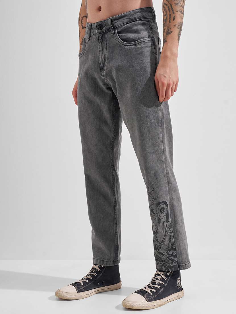 men printed mid rise straight jeans - 22504591 -  Standard Image - 3