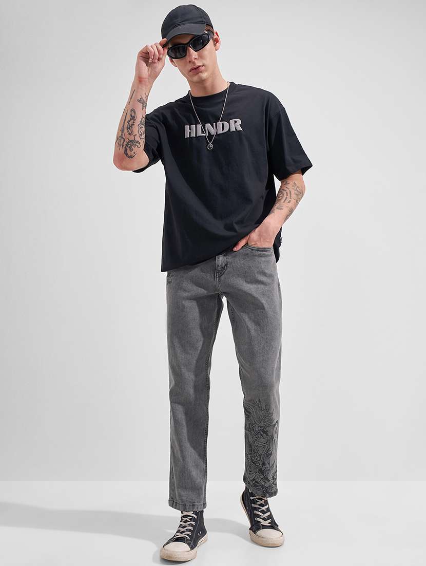 men printed mid rise straight jeans - 22504591 -  Standard Image - 5