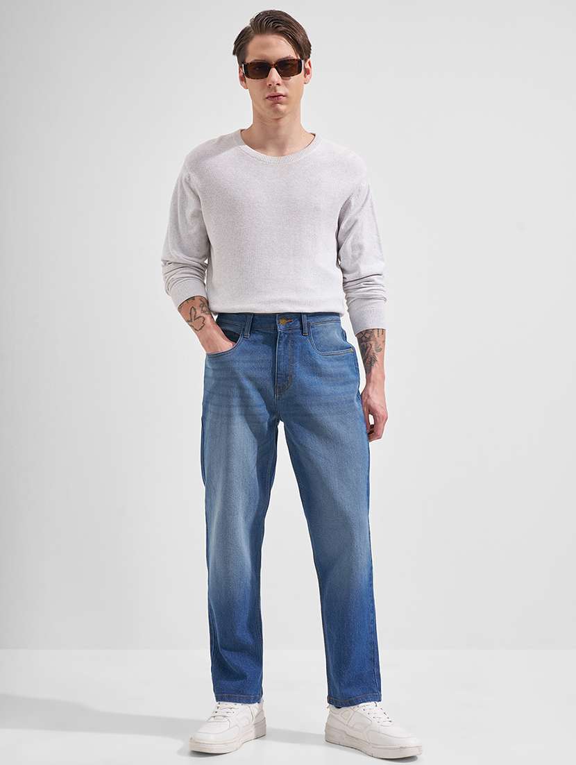 men washed mid rise straight jeans - 22504595 -  Standard Image - 5