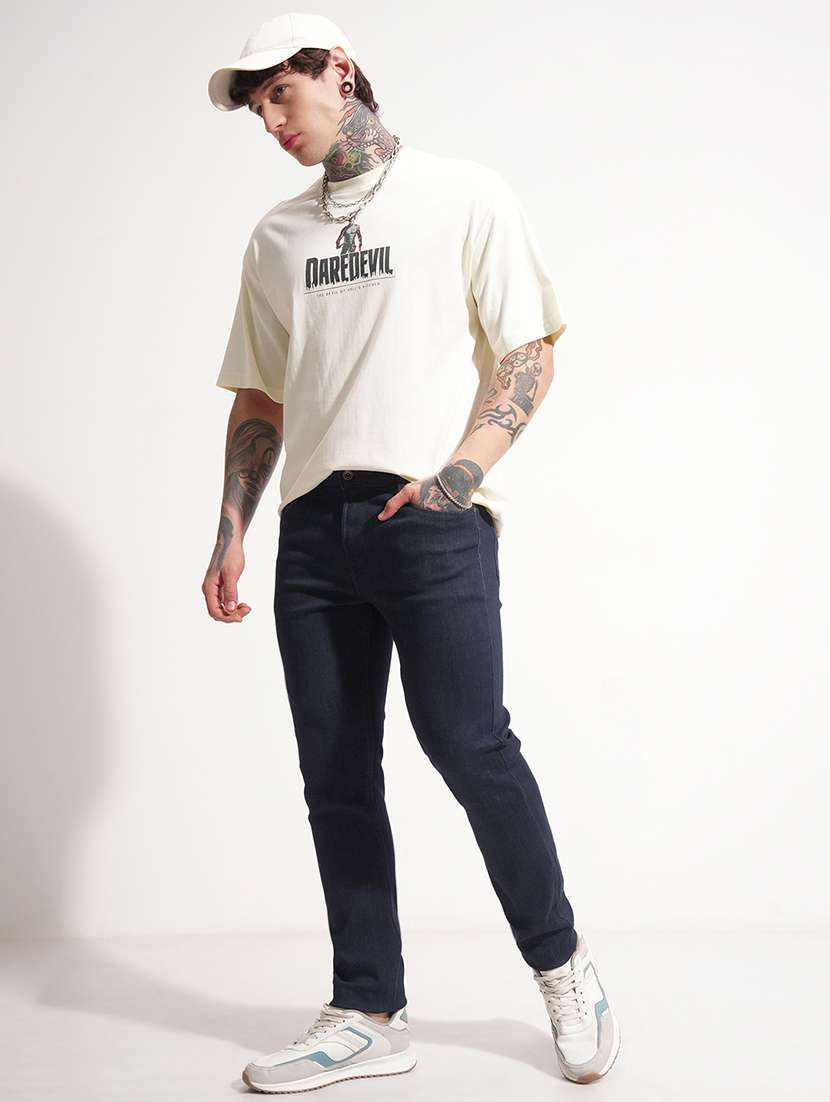 men plain mid rise full length slim fit jeans - 22504597 -  Standard Image - 5