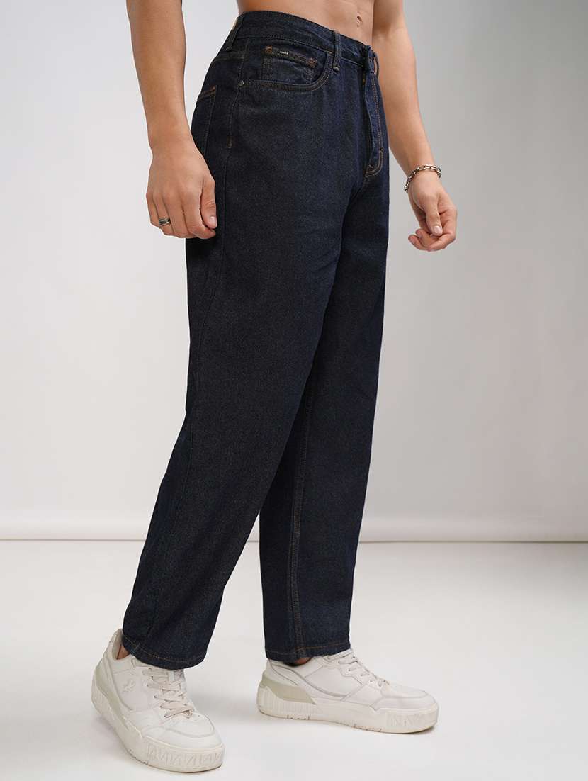 men plain mid rise full length straight jeans - 22504599 -  Standard Image - 3