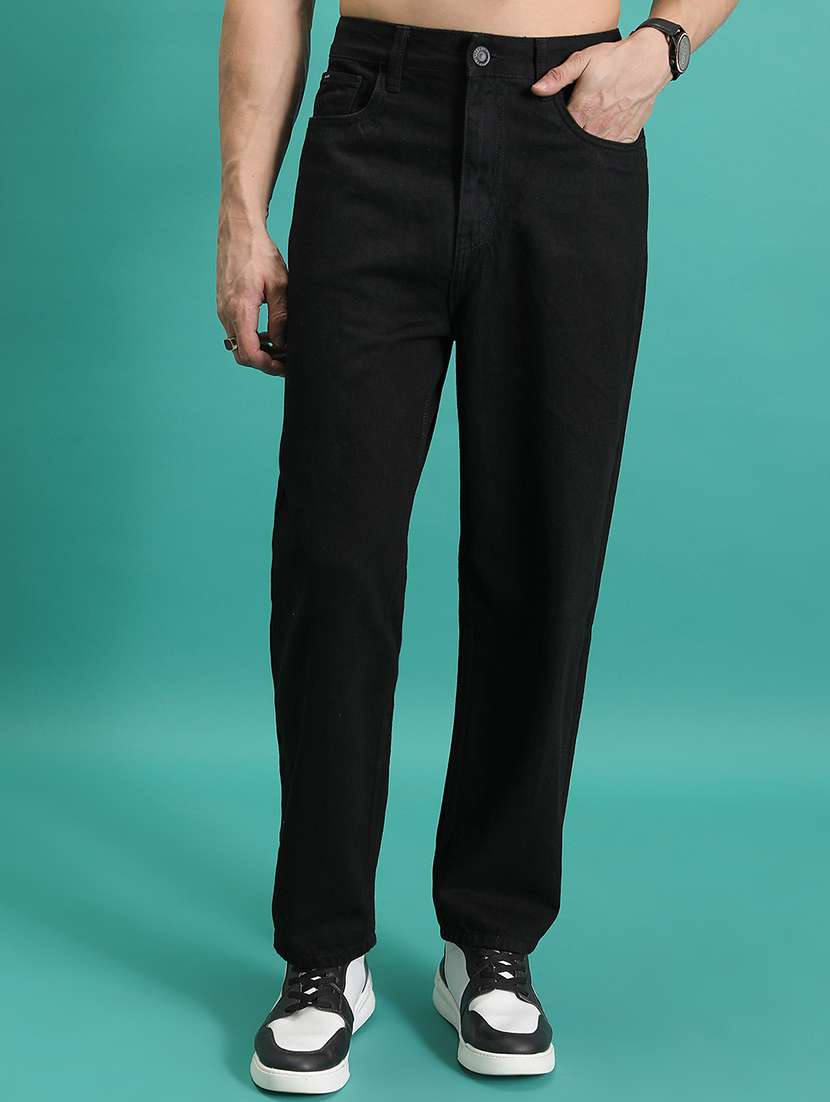 men plain mid rise full length relaxed fit jeans