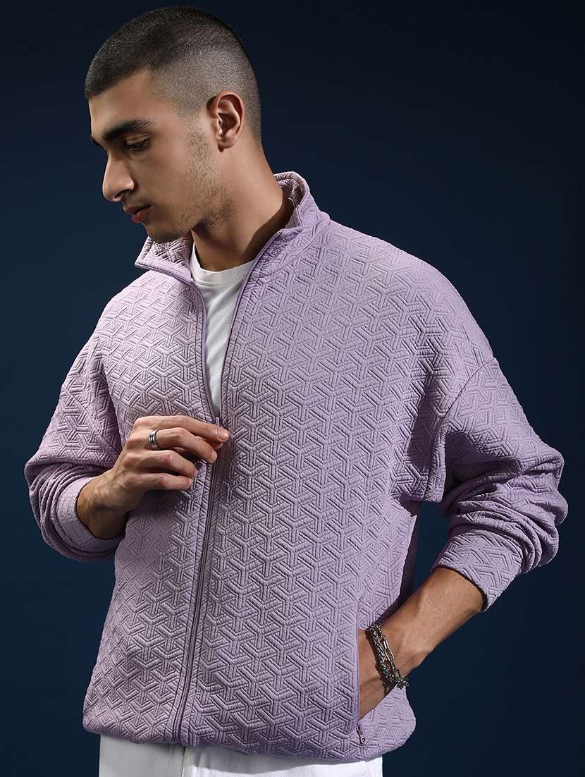men self design long sleeve regular fit swea