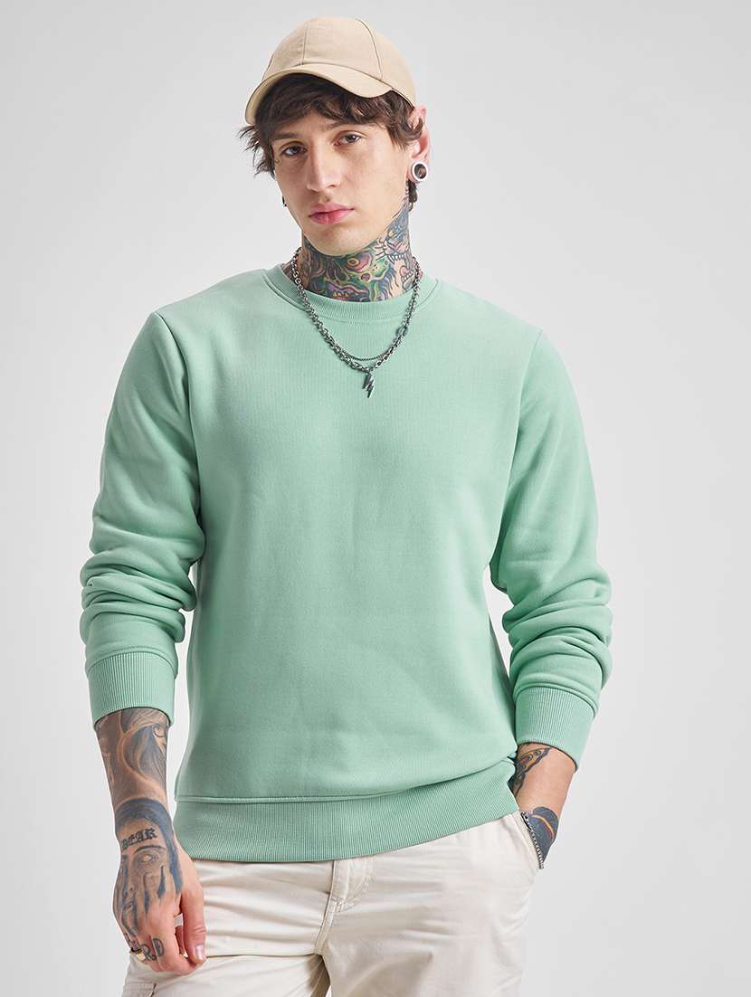 men solid long sleeve regular fit sweatshirt