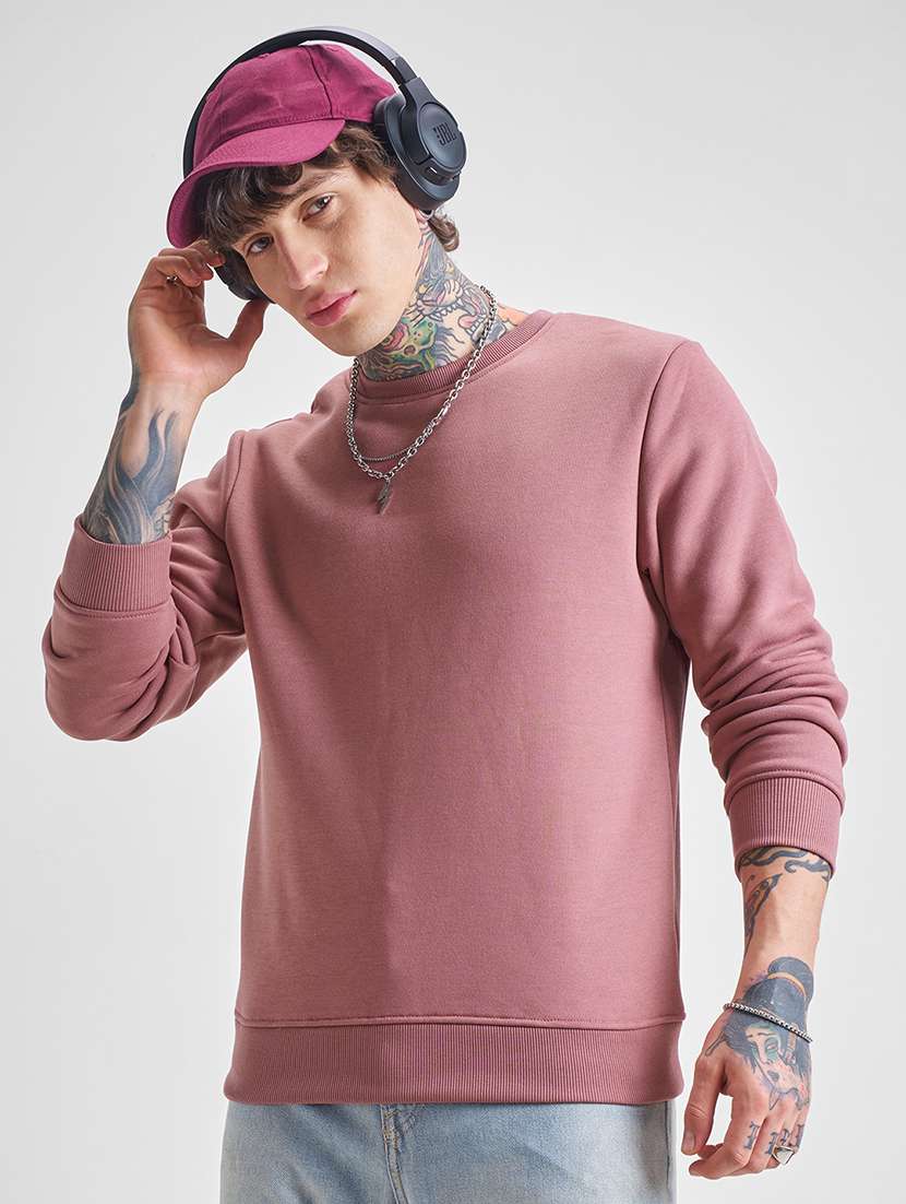 men solid long sleeve regular fit sweatshirt