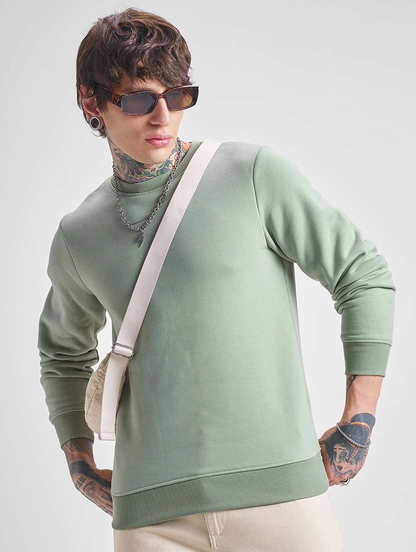 men solid long sleeve regular fit sweatshirt