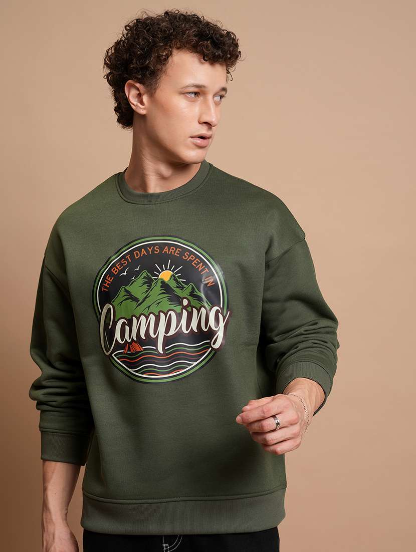 men printed long sleeve regular fit sweatshirt