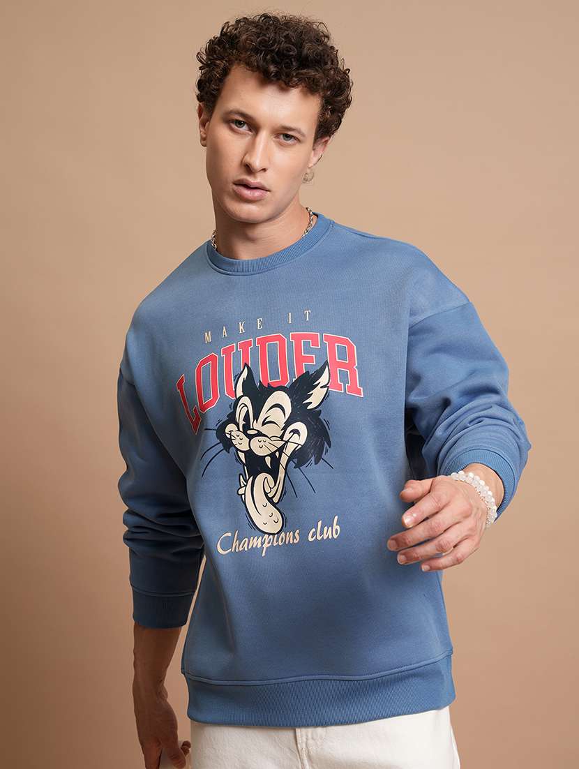 men printed long sleeve regular fit sweatshirt